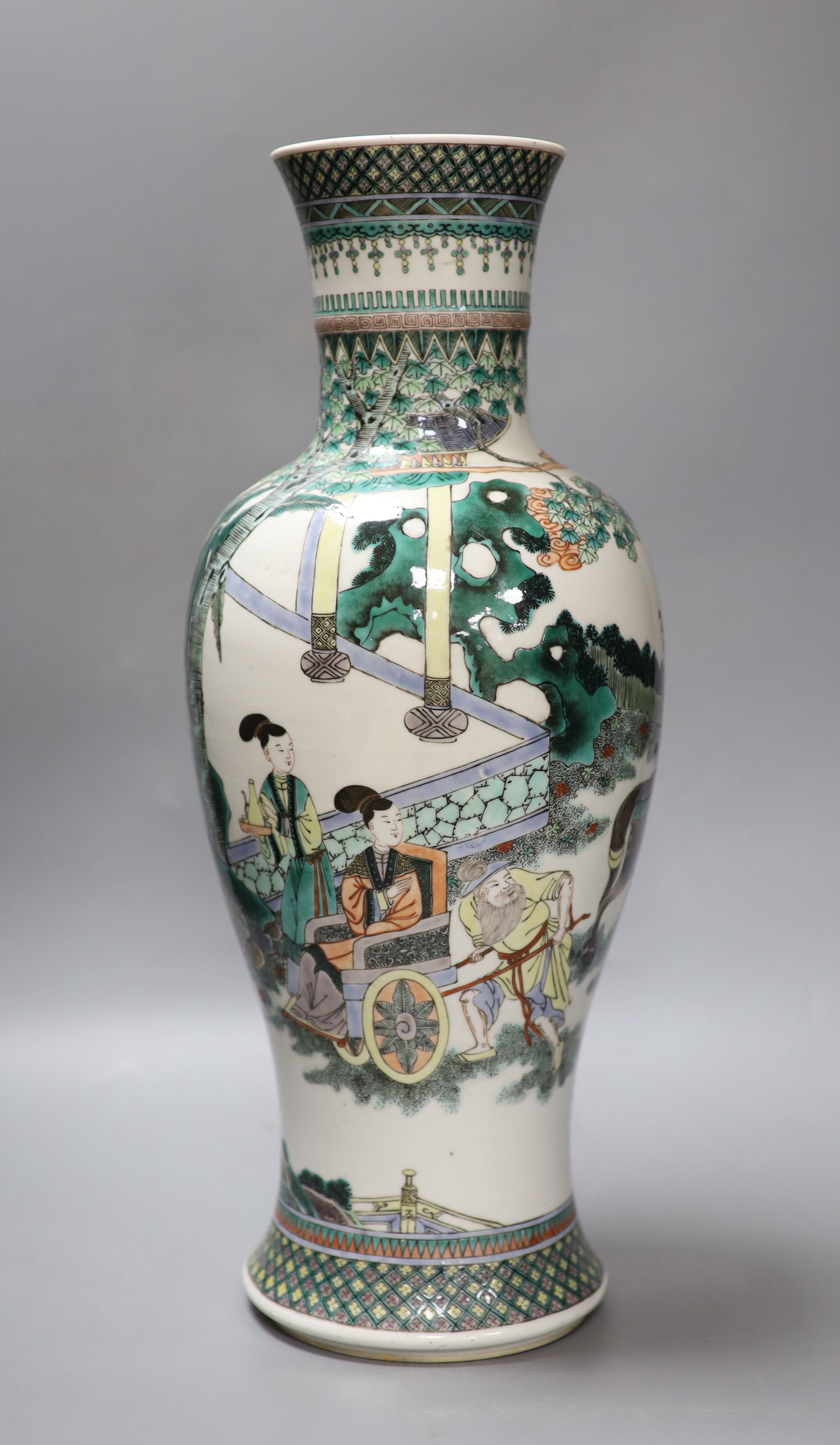 A 19th century Chinese famille verte baluster vase, height 47cm